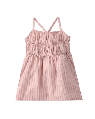 Vestido bebê listrado com laço e lastex - Rosa | Carter's