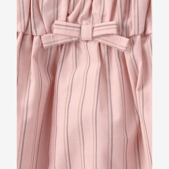 Vestido bebê listrado com laço e lastex - Rosa | Carter's