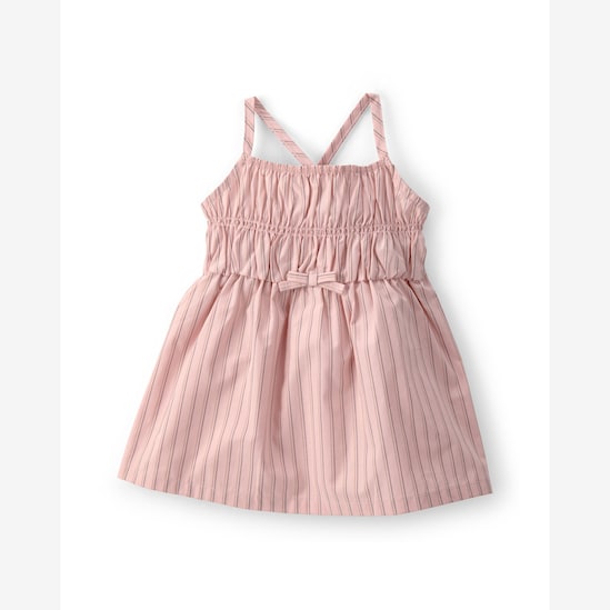 Vestido bebê listrado com laço e lastex - Rosa | Carter's