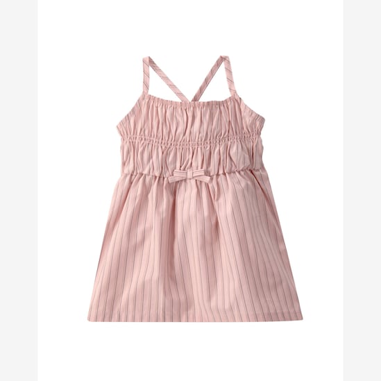 Vestido bebê listrado com laço e lastex - Rosa | Carter's