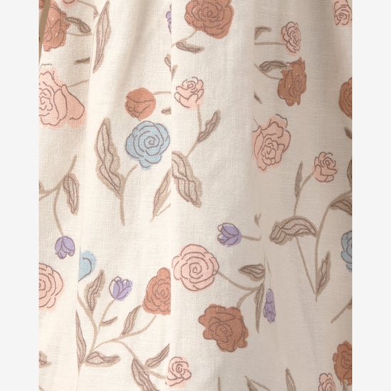 Vestido bebê evasê estampa floral com babados - Bege | Carter's