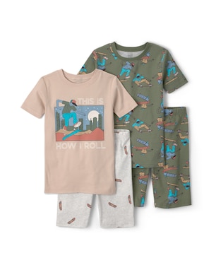 Pijama curto infantil 4 peças estampado - Multicor | Carter's