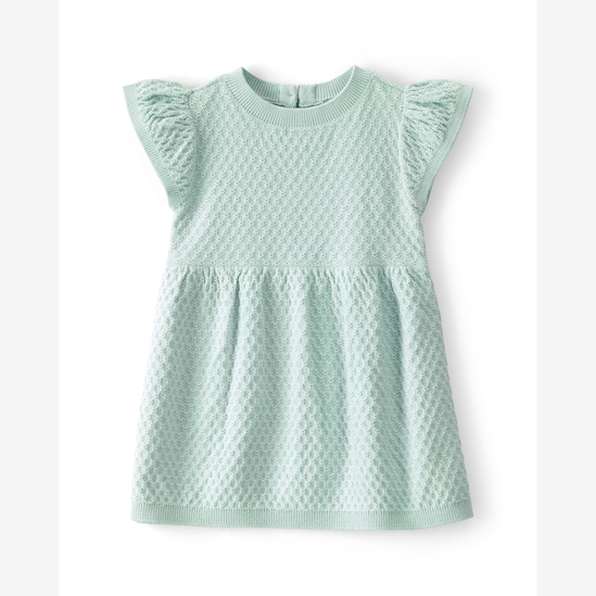 Vestido bebê em tricot texturizado com calcinha - Verde | Carter's