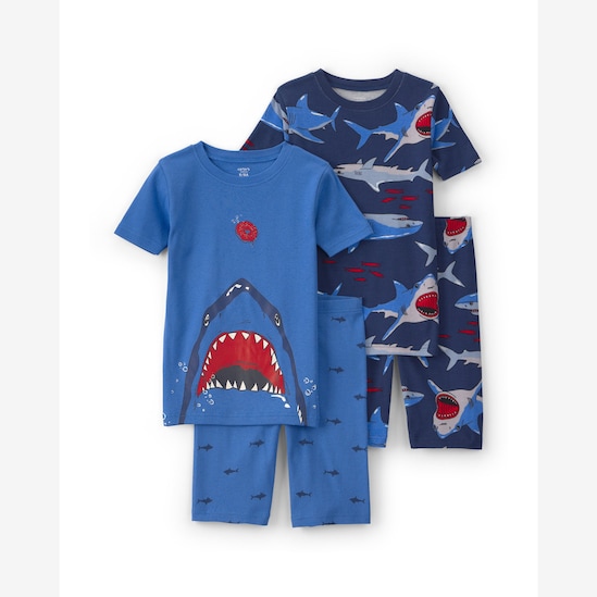 Pijama curto infantil 4 peças estampado - Azul | Carter's