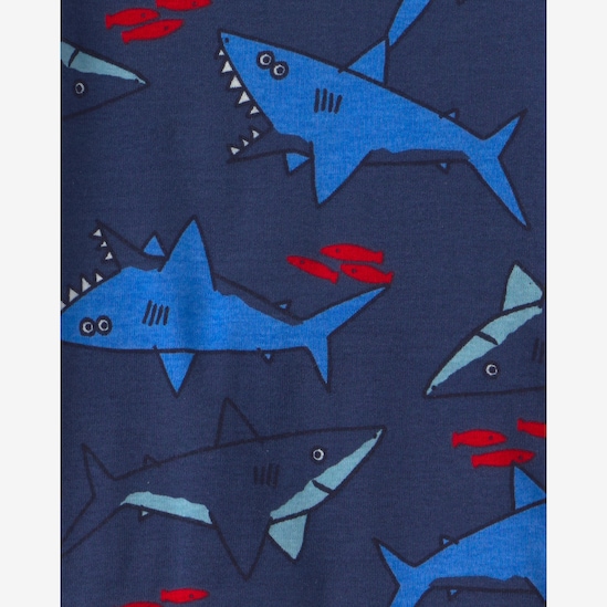 Pijama curto infantil 4 peças tubarão - Azul | Carter's