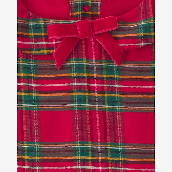 Vestido Carter's com calcinha bebê menina em algodão xadrez Natal - Multicor