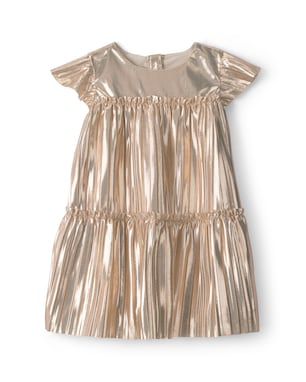 Vestido Carter's com calcinha bebê menina metalizado natal - Dourado