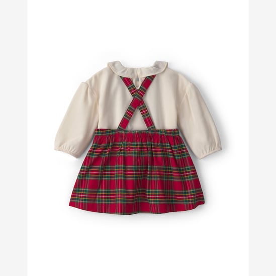 Salopete Carter's com blusa e meia-calça bebê menina xadrez Natal - Multicor