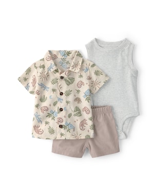 Conjunto curto bebê 3 peças estampado - Multicor | Carter's