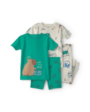 Pijama curto infantil 4 peças estampado - Multicor | Carter's