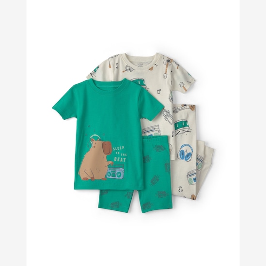 Pijama curto infantil 4 peças estampado - Multicor | Carter's