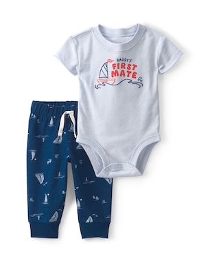 Conjunto longo bebê 2 peças estampado - Azul | Carter's