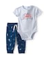 Conjunto longo bebê 2 peças estampado - Azul | Carter's