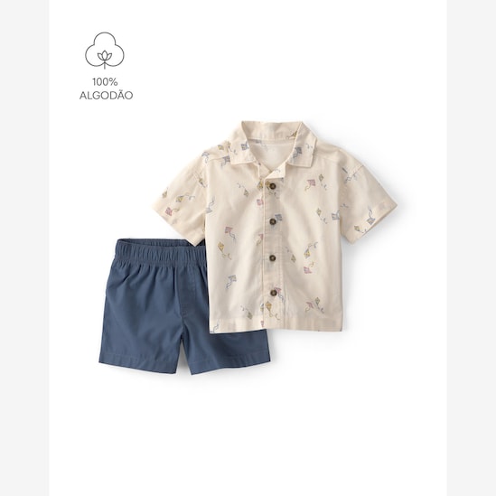 Conjunto curto bebê 2 peças estampado - Multicor | Carter's