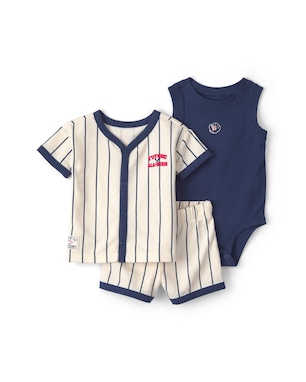 Conjunto curto bebê 3 peças listrado - Multicor | Carter's