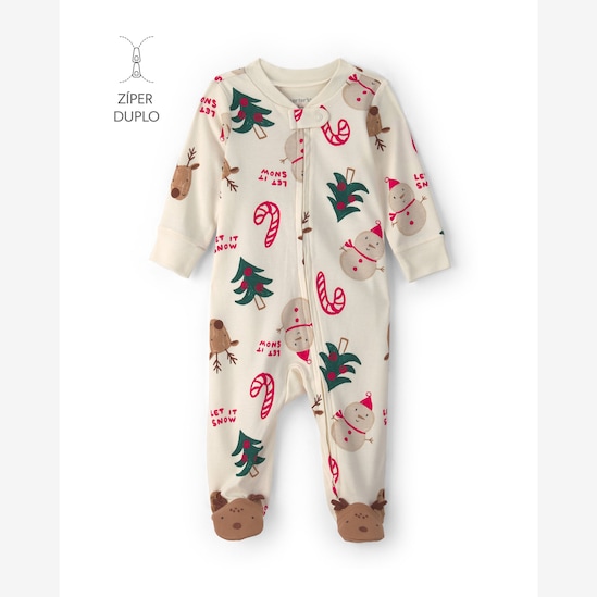 Macacão bebê com pé estampa natalina - Multicor | Carter's