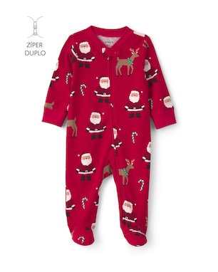 Macacão Carter's com pezinho bebê menino papai Noel Natal - Vermelho