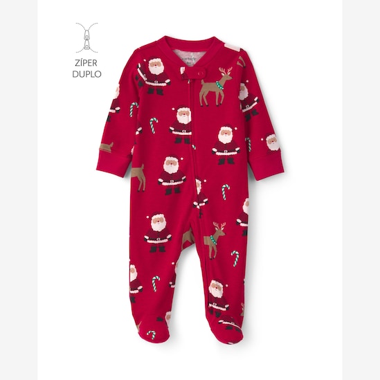 Macacão Carter's com pezinho bebê menino papai Noel Natal - Vermelho