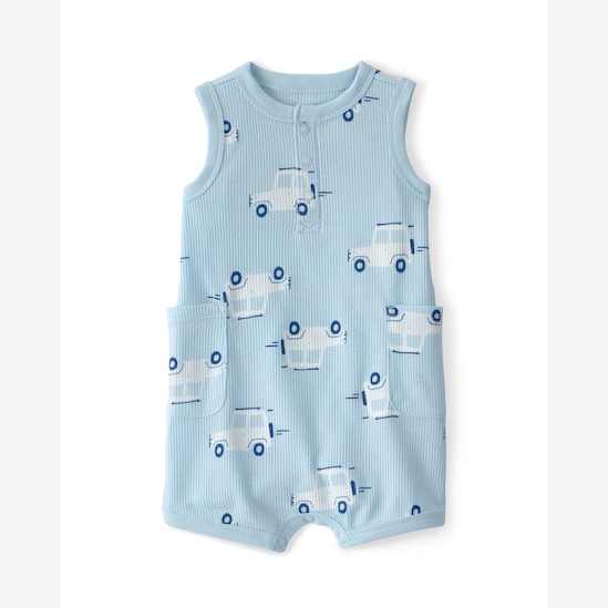 Macaquinho bebê regata estampado - Azul | Carter's