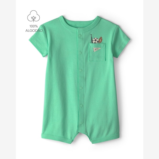 Macaquinho bebê com bolso estampado - Verde | Carter's