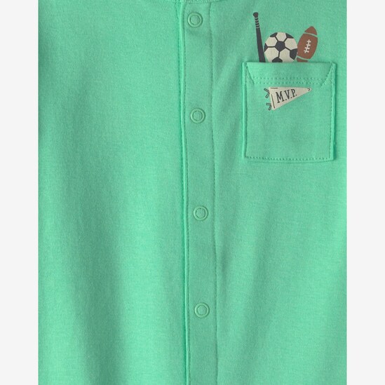 Macaquinho bebê com bolso estampado - Verde | Carter's