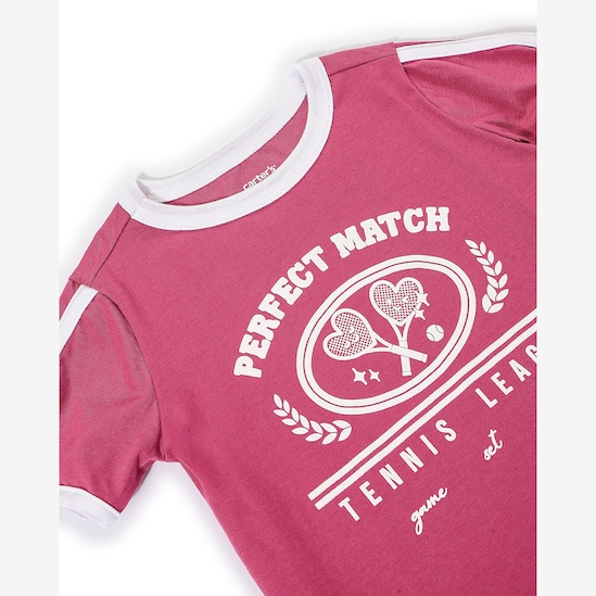 Camiseta Carter's infantil menina em algodão tênis - Rosa Escuro