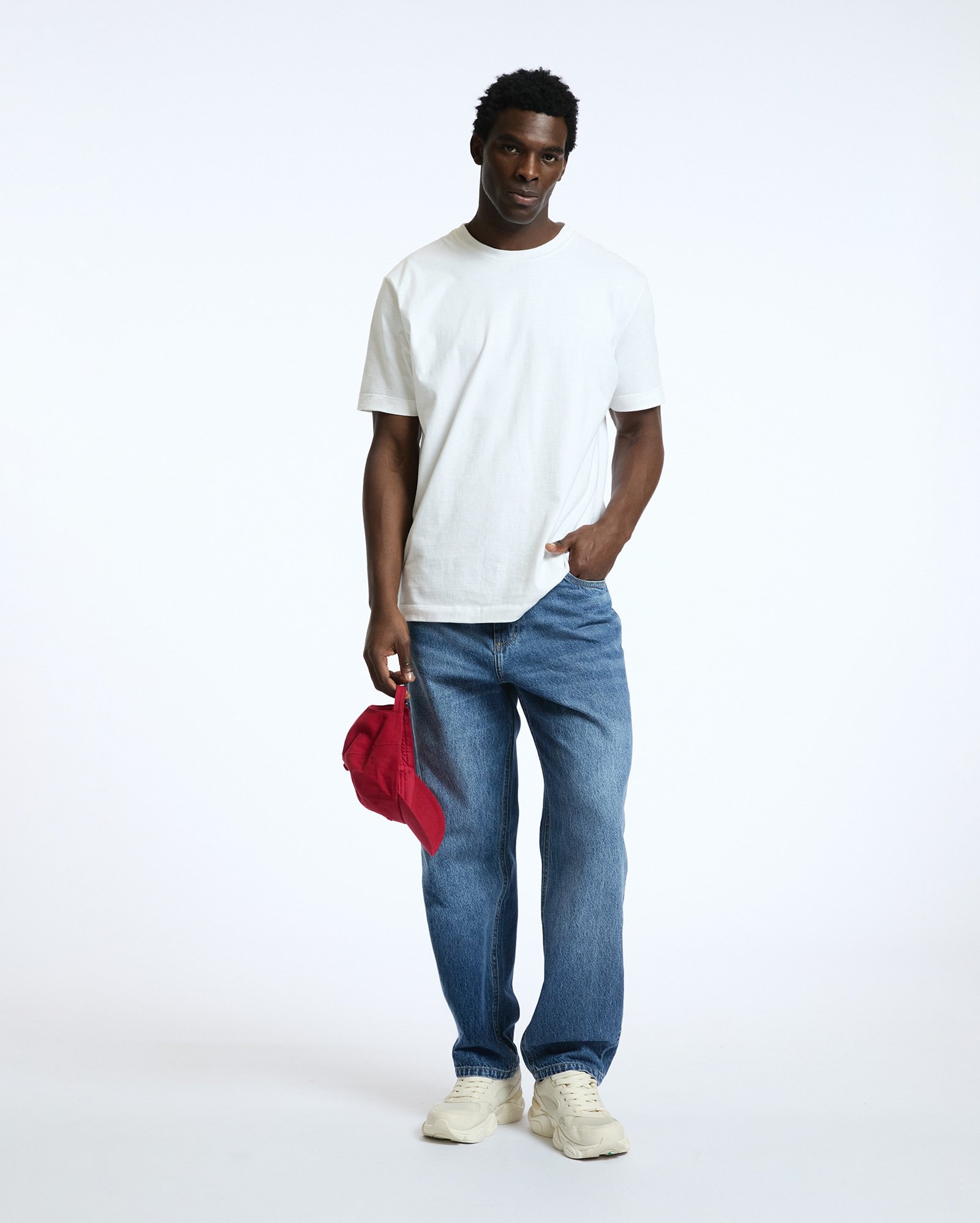 Calça Pool Loop baggy masculina em jeans - Azul Médio