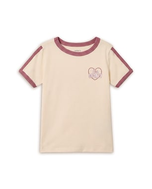 Camiseta Carter's infantil menina em algodão bordada - Bege Claro