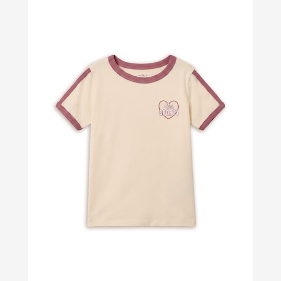 Camiseta Carter's infantil menina em algodão bordada - Bege Claro