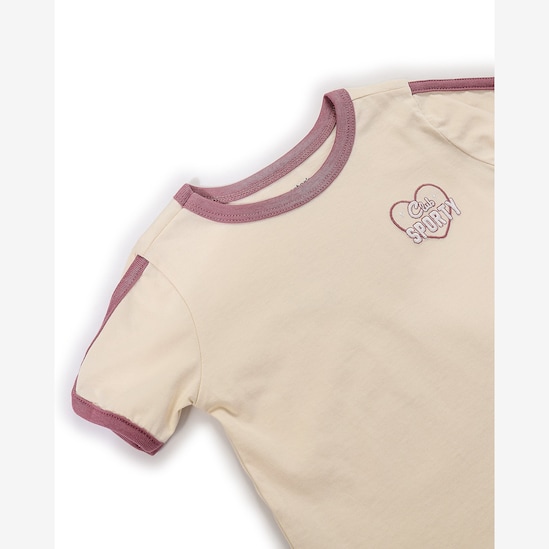 Camiseta Carter's infantil menina em algodão bordada - Bege Claro