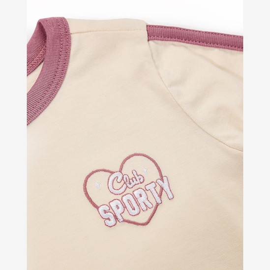 Camiseta Carter's infantil menina em algodão bordada - Bege Claro