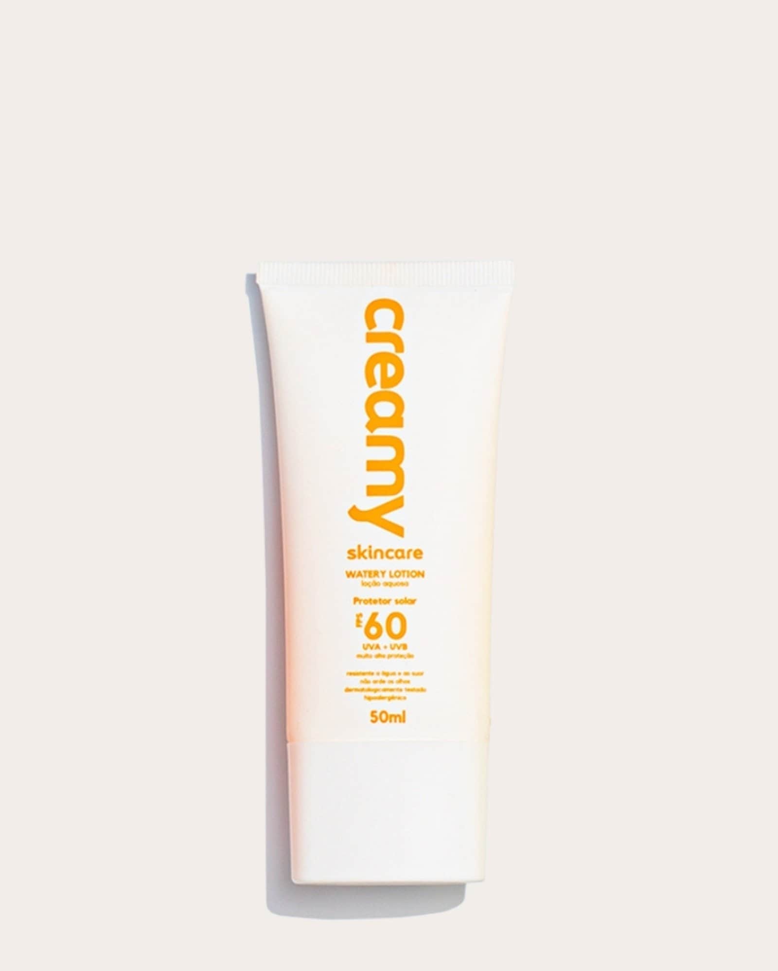 Protetor solar facial Creamy Watery Lotion FPS60 resistente à água 50ml