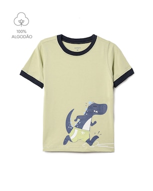 Camiseta Carter's infantil menino em algodão dinossauro - Verde Claro
