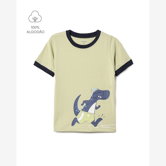 Camiseta Carter's infantil menino em algodão dinossauro - Verde Claro