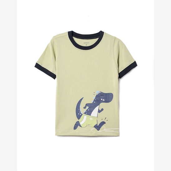 Camiseta Carter's infantil menino em algodão dinossauro - Verde Claro