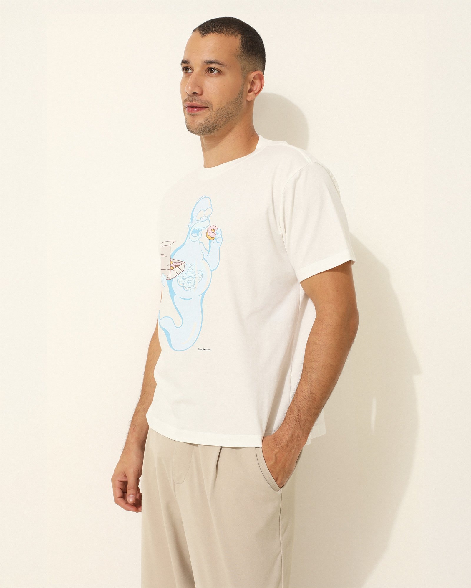Camiseta masculina Homer Simpsons comfort - Branca