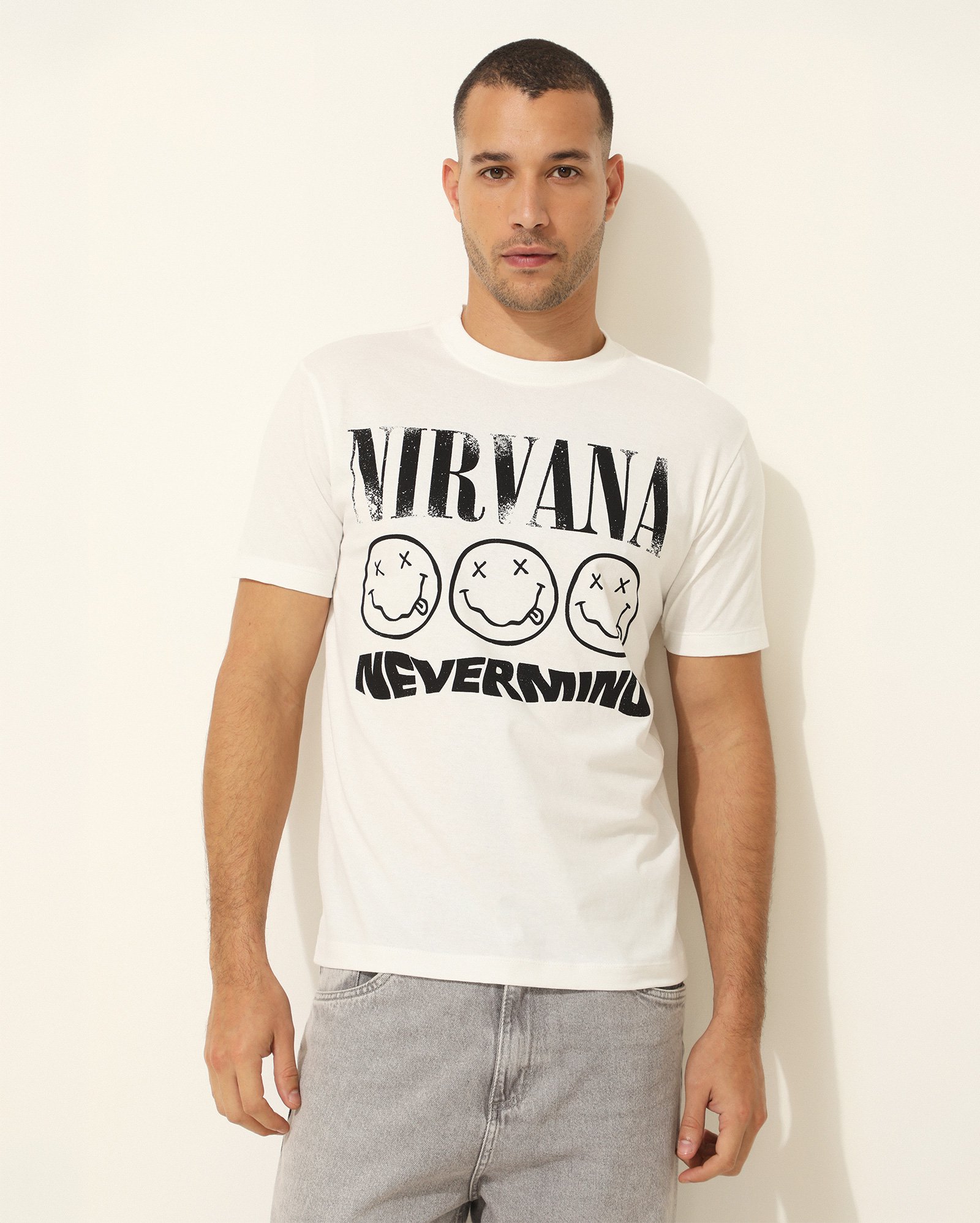 Riachuelo | Camiseta masculina Nirvana em algodão - Branca