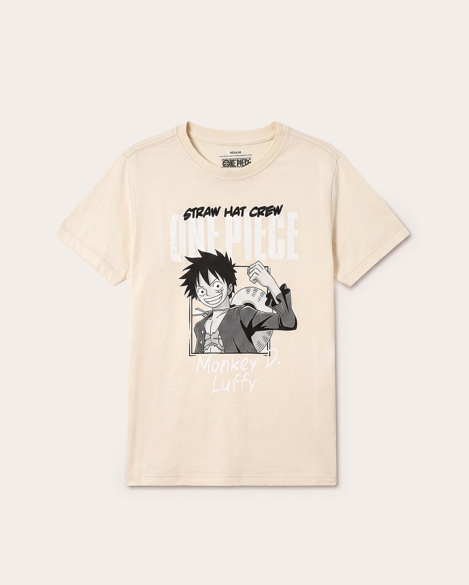 Camiseta infantil One Piece Monkey D. Luffy 6-14A - Bege Claro