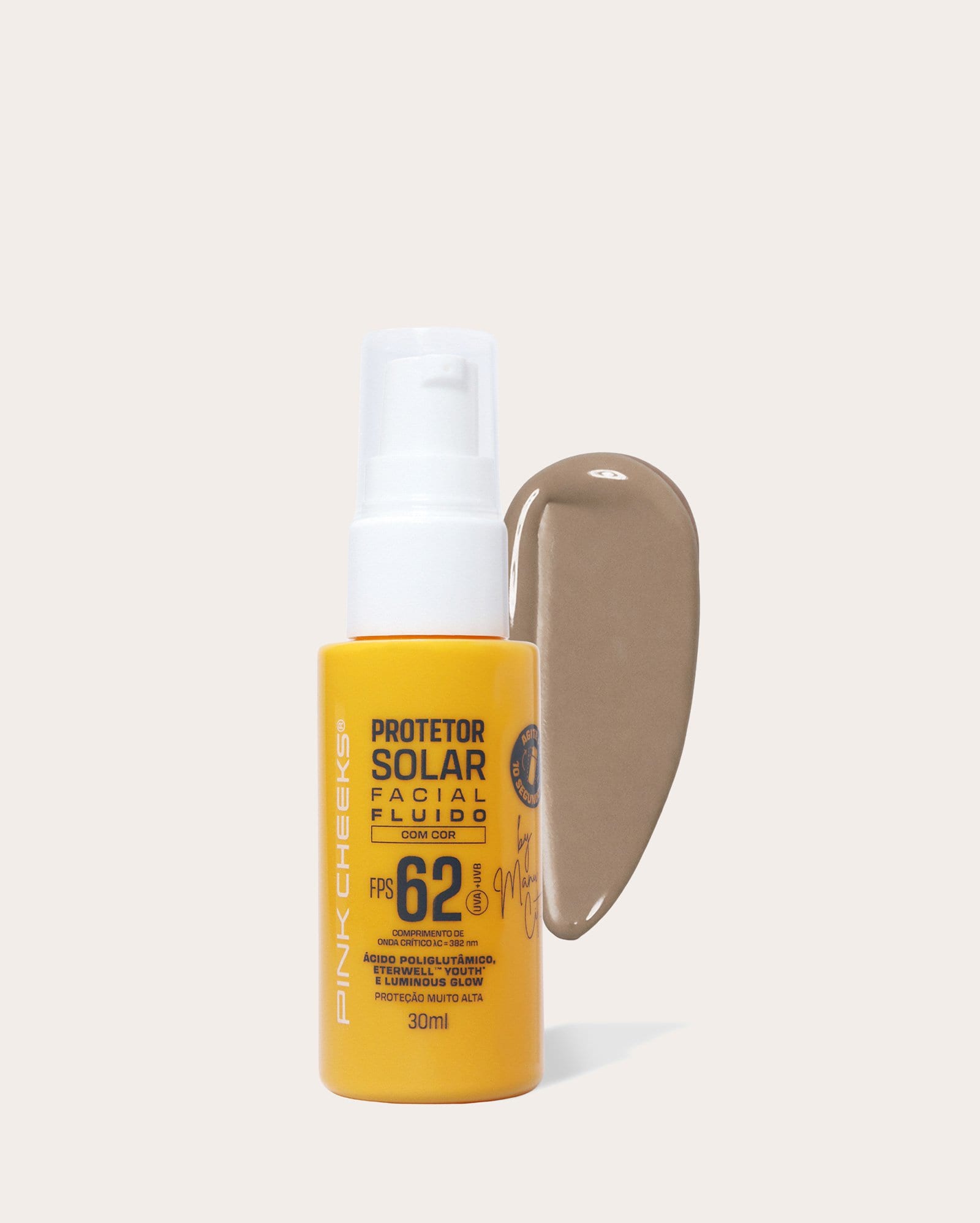 Protetor solar facial com cor FPS 62 FPUVA 36 30ml - Tint 20 | Pink Cheeks