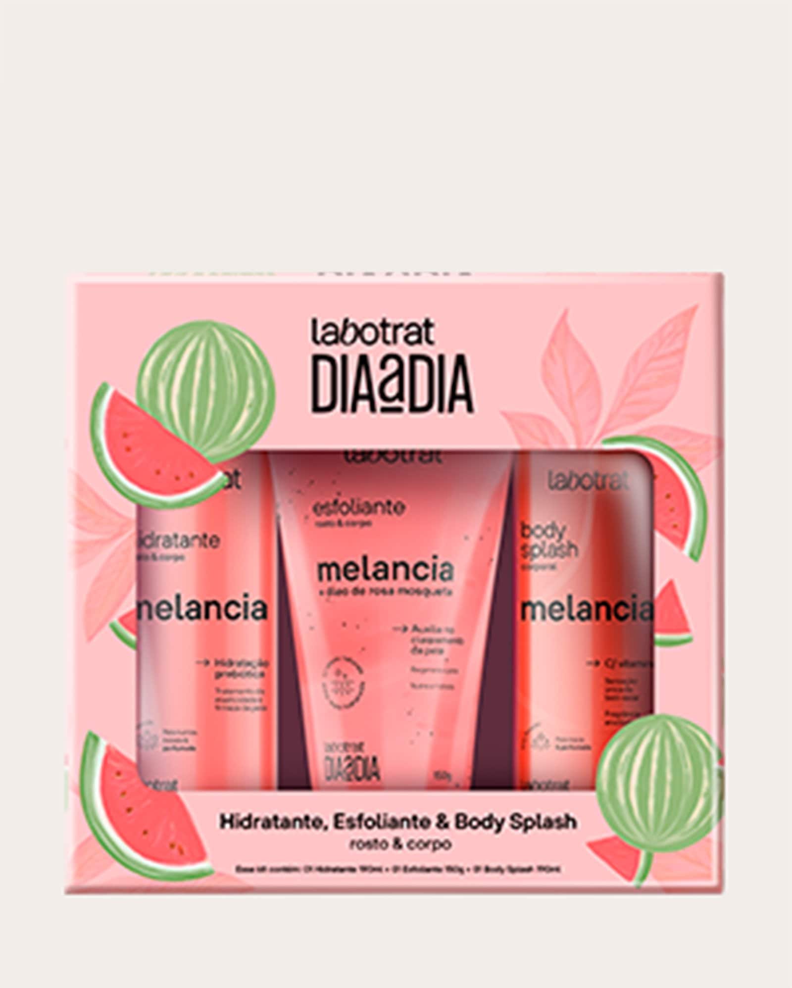 Kit hidratante corporal 190ml + esfoliante melancia 150g + body splash 190ml | Labotrat