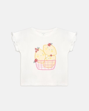 Camiseta Carter's infantil menina cesta limão - Branca