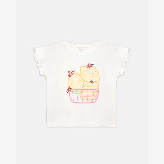 Camiseta Carter's infantil menina cesta limão - Branca