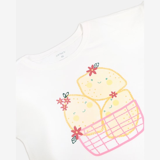 Camiseta Carter's infantil menina cesta limão - Branca