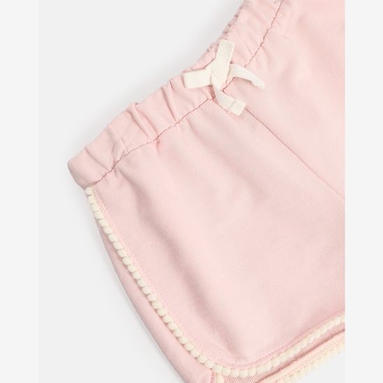 Short Carter's infantil menina em algodão com pompons - Rosa Claro