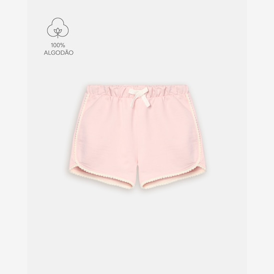 Short Carter's infantil menina em algodão com pompons - Rosa Claro