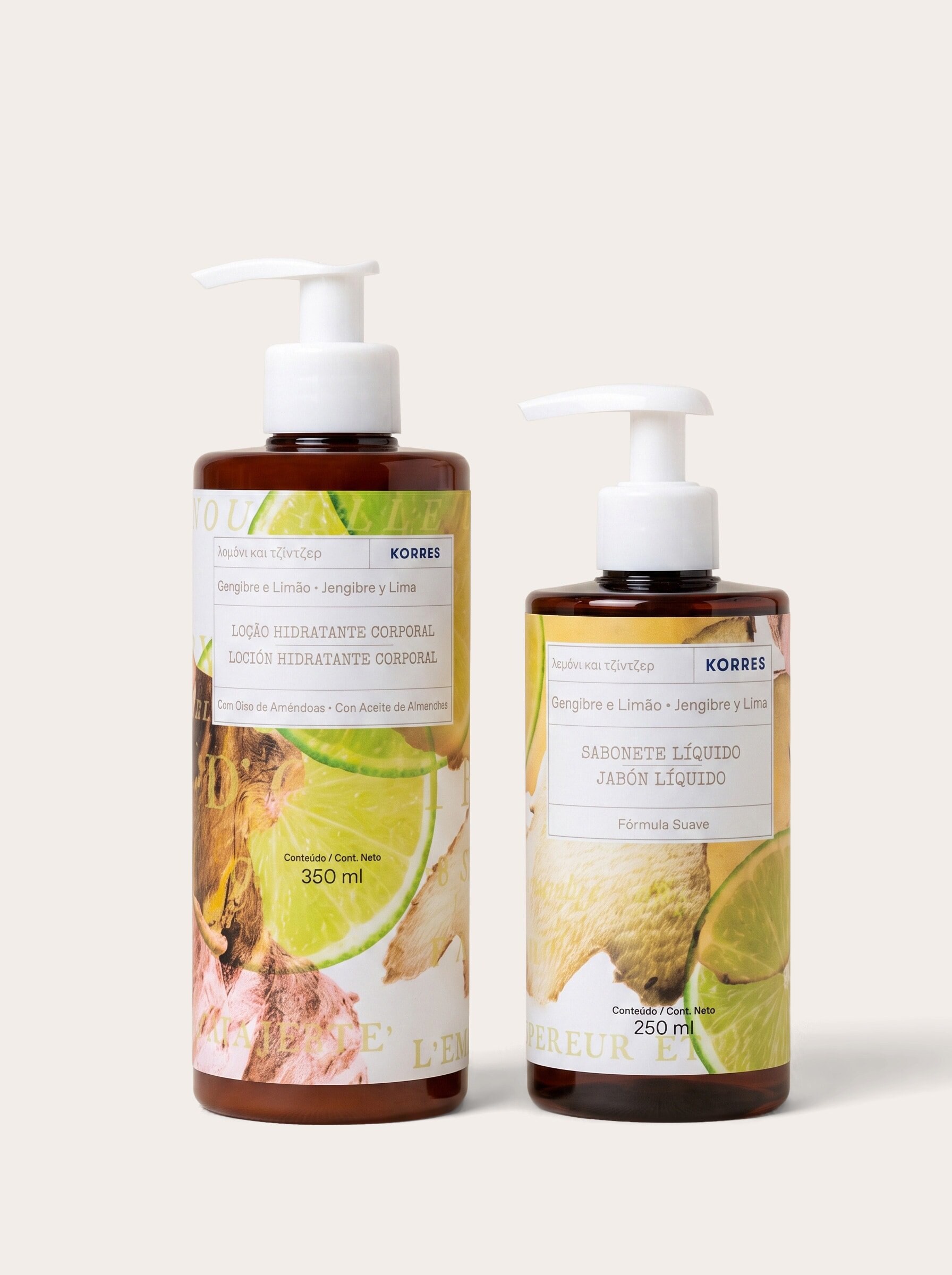 Kit sabonete 250ml + hidratante corporal gengibre e limão 350ml | Korres