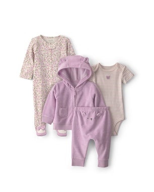 Conjunto longo bebê 4 peças atoalhado - Multicor | Carter's