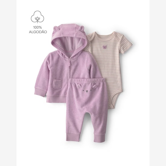 Conjunto longo bebê 4 peças atoalhado - Multicor | Carter's