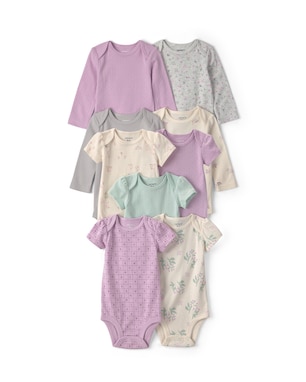 Kit body bebê 9 peças manga curta e manga longa floral - Multicor | Carter's