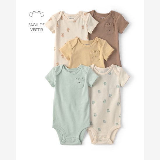 Kit body bebê 9 peças manga curta e manga longa estampa animais - Multicor | Carter's